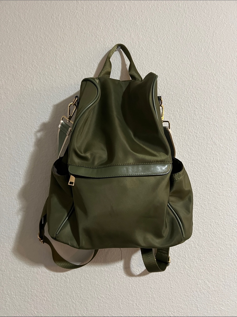 Olive Green Nylon Backpack